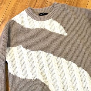 Aelfric Eden Grandpa sweater cable knit mixed media giraffe print brown …